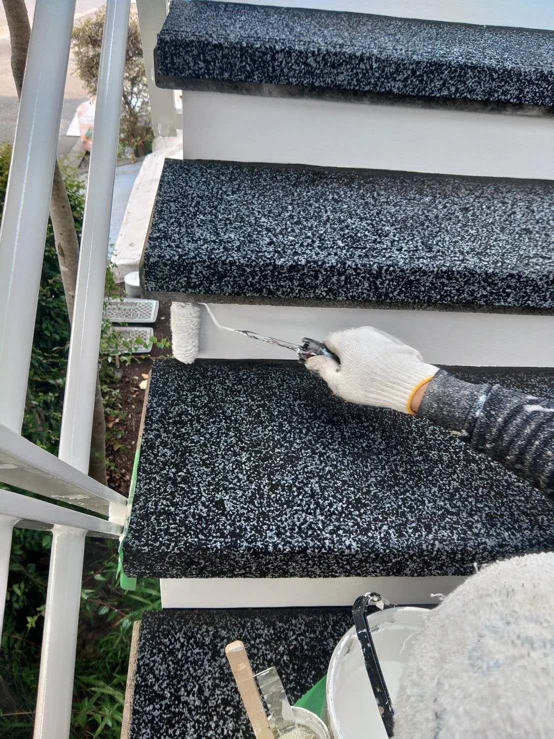 江東区　鉄部塗装　階段